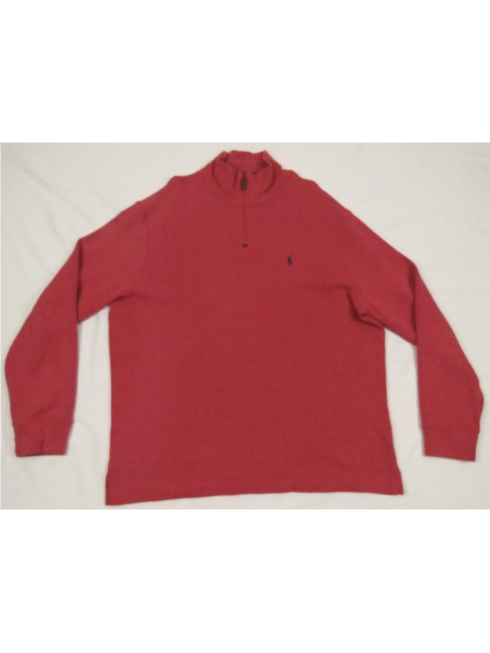 Polo Ralph Lauren 1/4 Zip Red Blue Pony Pullover Jumper Sweater XL